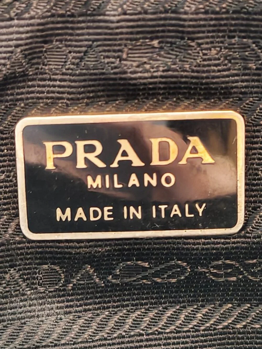 Prada Black Nylon Mini Tote Bag Silver Chain Handle Triangle Logo